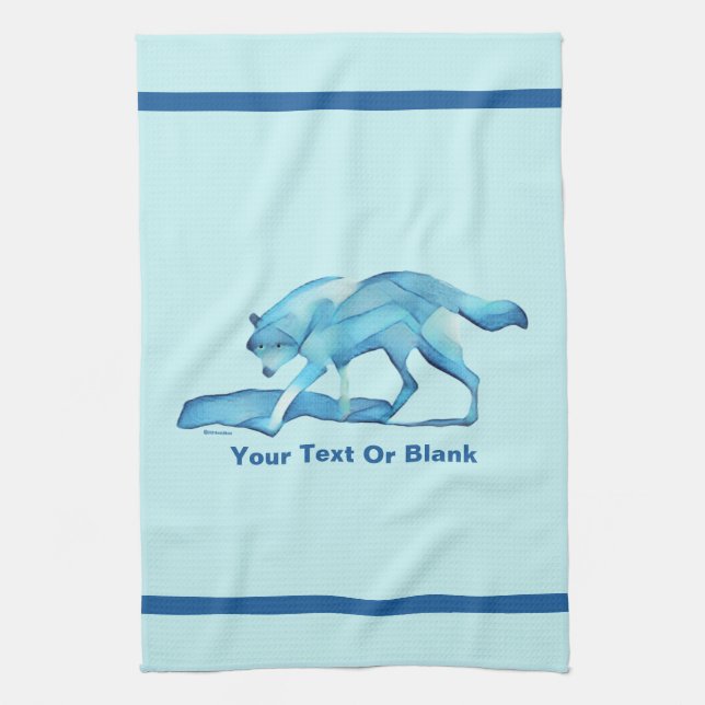 Blue Wolf On Snow Kitchen Towel (Vertical)
