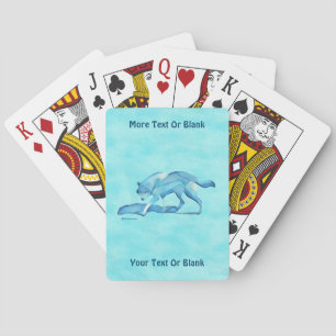 Blue Wolf On Snow Poker Cards