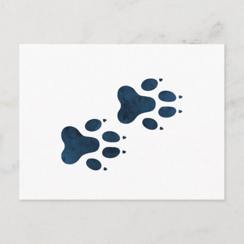 Blue Wolf Pawprints Postcard