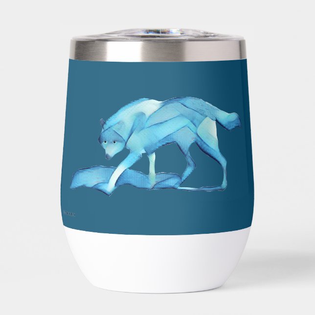 Blue Wolf Thermal Wine Tumbler (Front)