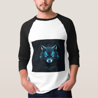 Blue wolf warrior graphic baseball shirt. T-Shirt
