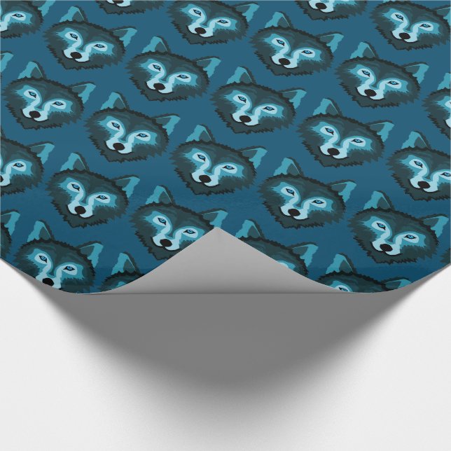 Blue Wolf Wrapping Paper (Corner)