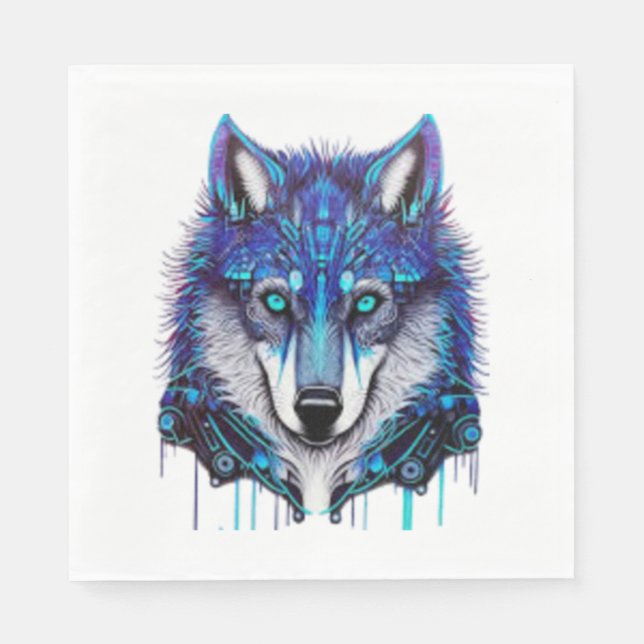 blue wolfdog sticker stickers   napkins (Front)