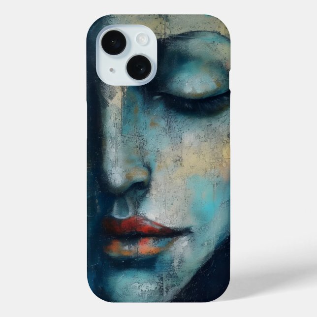 Blue Woman Abstract Art Case-Mate iPhone Case (Back)