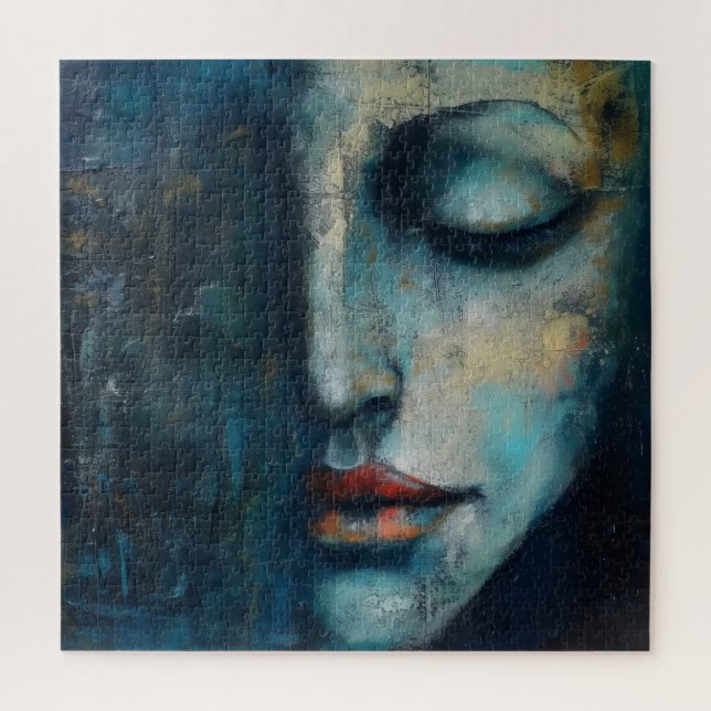 Blue Woman Abstract Art Jigsaw Puzzle (Vertical)