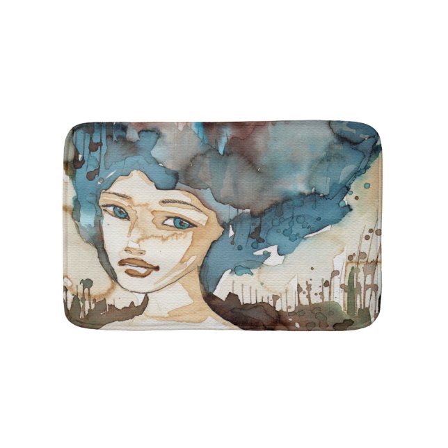 Blue Woman Bathroom Mat (Front)