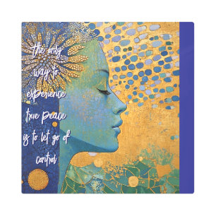 Blue Woman Let Go Of Control Metal Wall Art