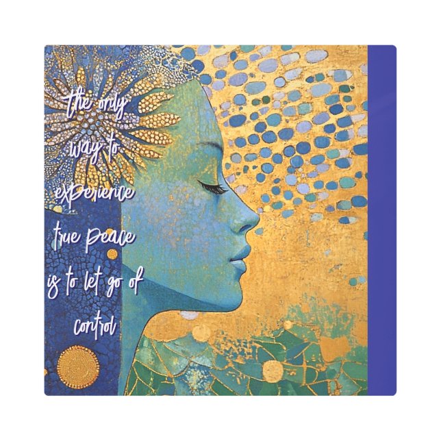 Blue Woman Let Go Of Control Metal Wall Art (Front)