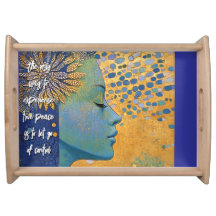 Blue Woman Let Go Of Control serving tray