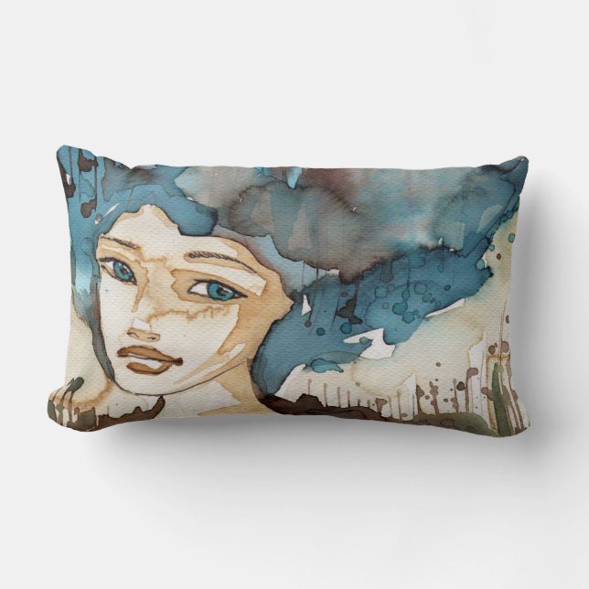 Blue Woman Lumbar Pillow (Front)