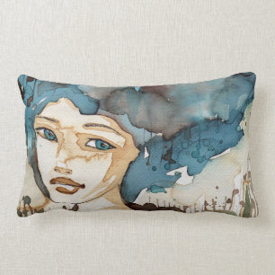 Blue Woman Lumbar Pillow