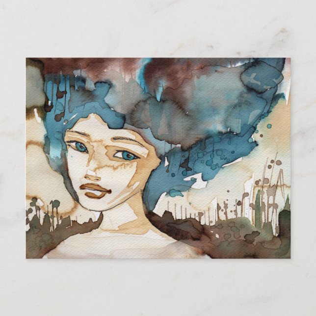 Blue Woman Postcard (Front)