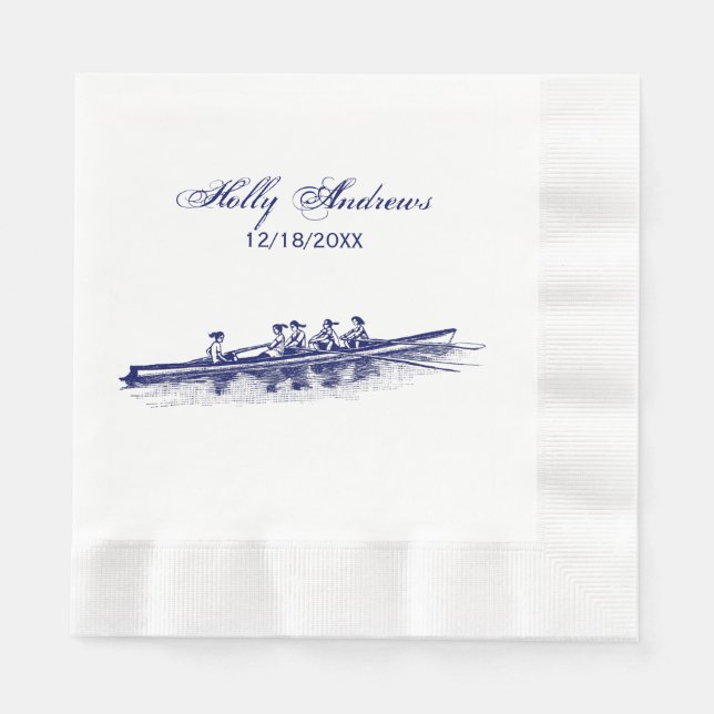 Blue Women Rowing Rowers Crew Team Water Sports Napkins (Front)