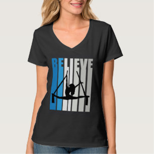 Blue Womens Believe Air Dancer Motivational Retro T-Shirt