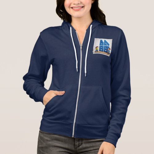 Blue Womens T_Shirt with Printed Jacket _ Hoodie