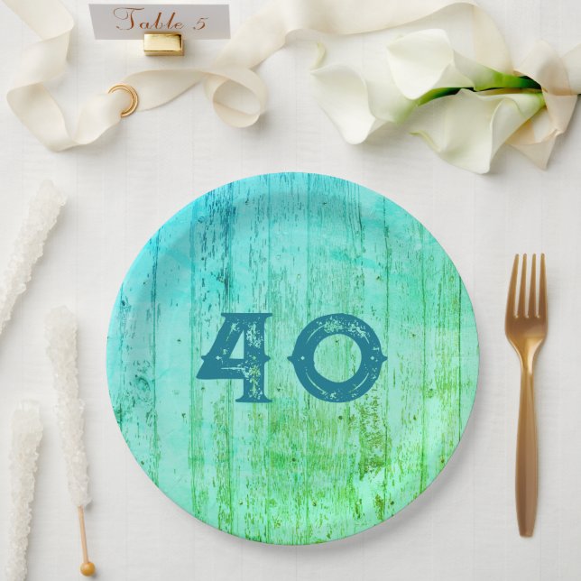 Blue Wood All Occasion Rustic Paper Plates (Wedding)