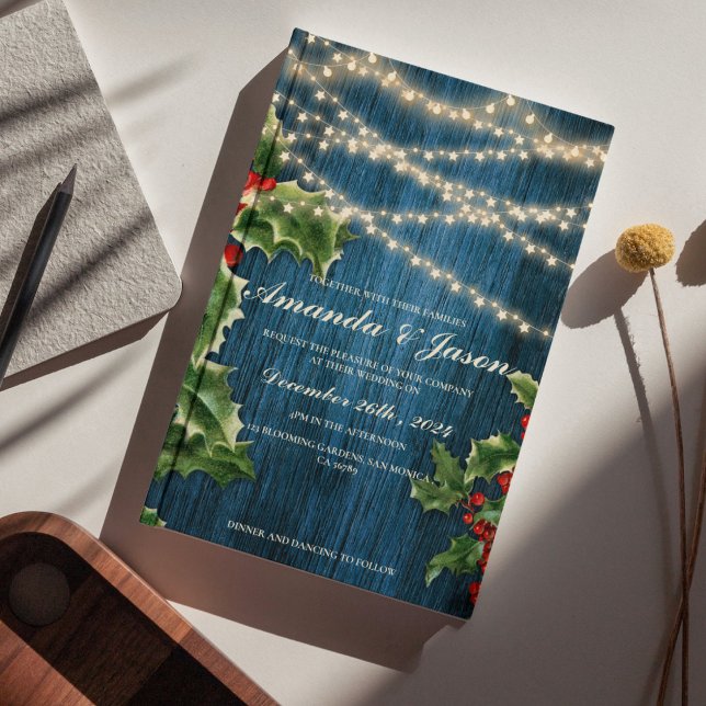 Blue Wood Berries Christmas wedding Invitation (Blue Wood Berries Christmas wedding Invitation )