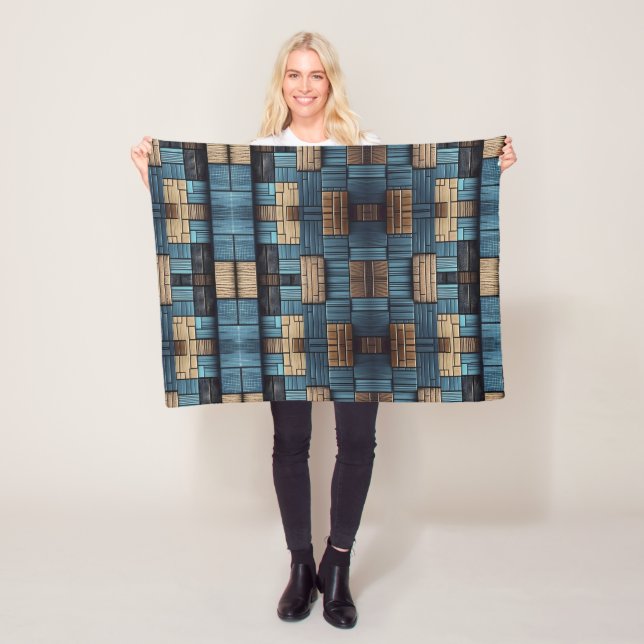 Blue Wood Blocks Pattern Blanket (In Situ)
