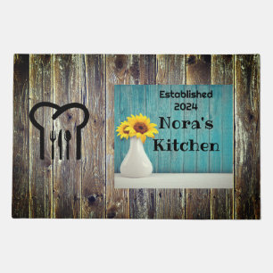 Blue Wood Daisy Doormat