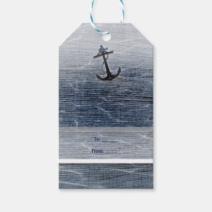 Blue Wood Elegant Nautical Beach Sea Engagement Gift Tags
