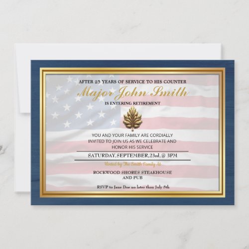 Blue Wood Gold Oak Military Retirement