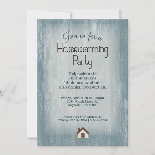 Blue Wood Housewarming Party Invitations