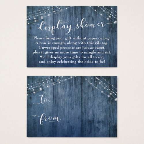 Blue Wood  Lights No Wrap Bridal Shower Card