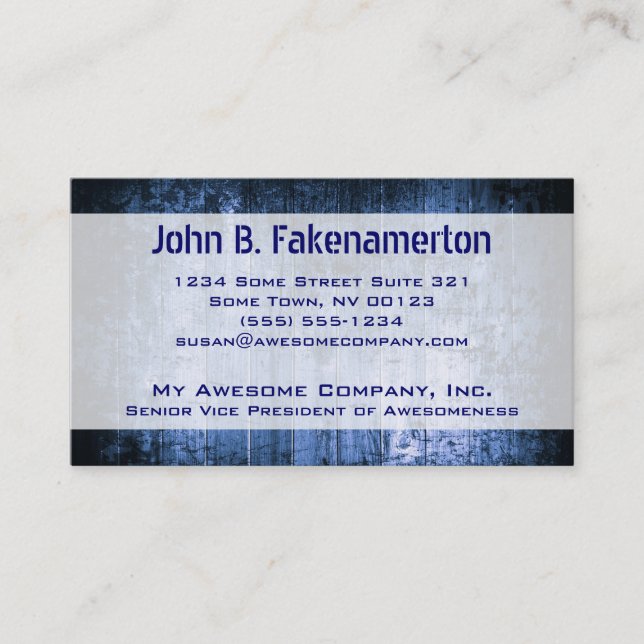 Blue Wood Look Business Card (Front)