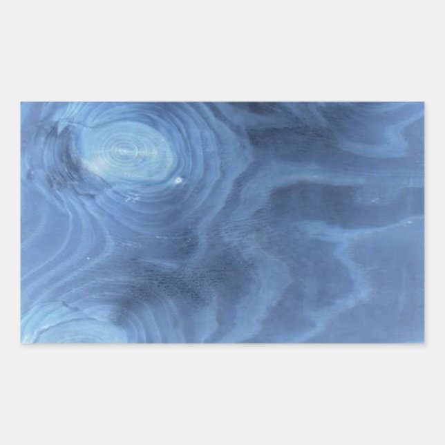 Blue wood pattern rectangular sticker (Front)