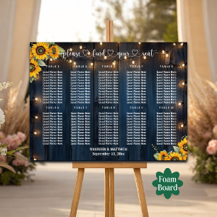 Blue Wood String Lights 10 Tables Wedding Seating Foam Board