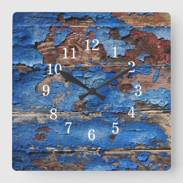 Blue Wood Wall Clock (Front)