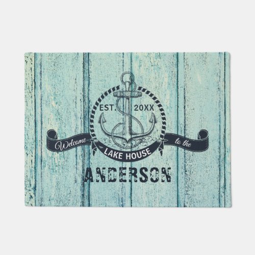 Blue Wood Welcome to the Lake House Doormat