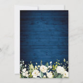 Blue Wood & White Roses Lantern Watercolor wedding Invitation (Back)