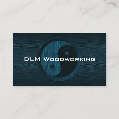 Blue Wood Yin Yang Contractor Business Card