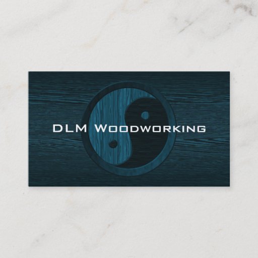 Customizable Blue Wood Yin Yang Contractor Business Card