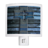 Blue Wooden Cross Night Light