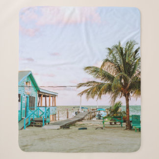 BLUE WOODEN HOUSE NEAR BODY OF WATER SHERPA BLANKET