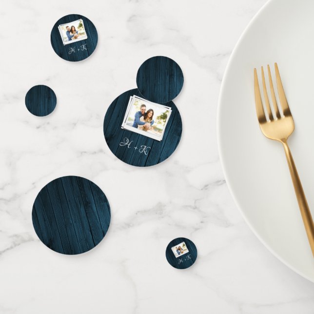 Blue Wooden Photo Bridal Shower Confetti (Group)