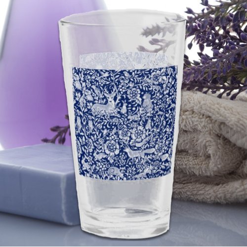 Blue Woodland Animal Botanical Floral Forest Glass