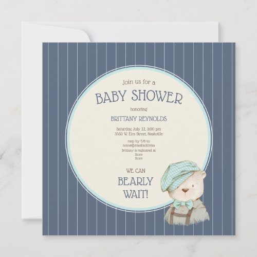 Blue Woodland Boy Baby Shower Invitation