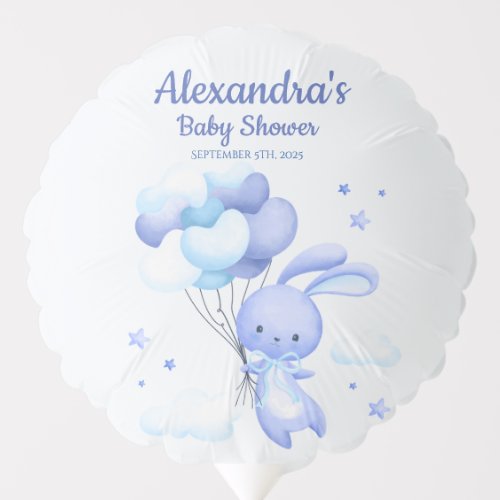 Blue Woodland Bunny Rabbit Baby Shower Balloon