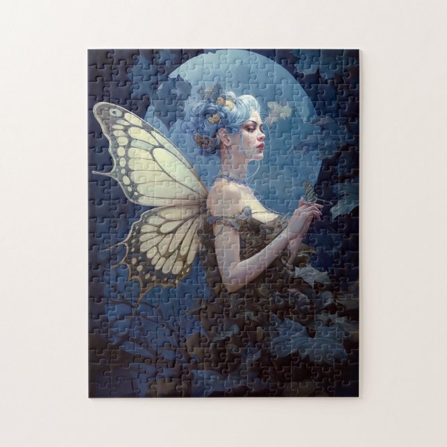 Blue Woodland Fairy Fantasy Art Jigsaw Puzzle (Vertical)
