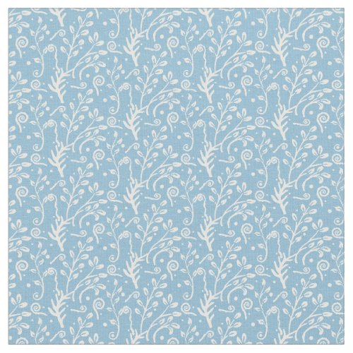 Blue Woodland Foliage Fern Swirl Baby Nursery Fabric