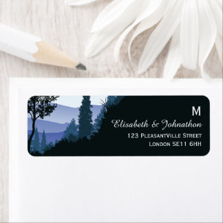 Blue Woodland Forest, Rustic Wedding Label
