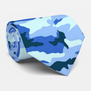 Blue Woodland Pattern Camouflage Neck Tie