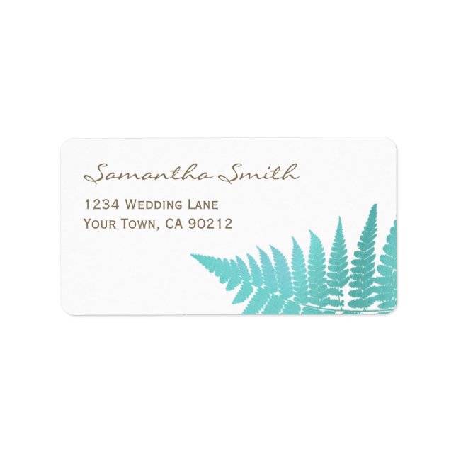 Blue Woodland Wedding Fern Label (Front)