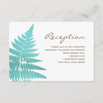Blue Woodland Wedding Fern Reception Info Card by prettypicture at Zazzle