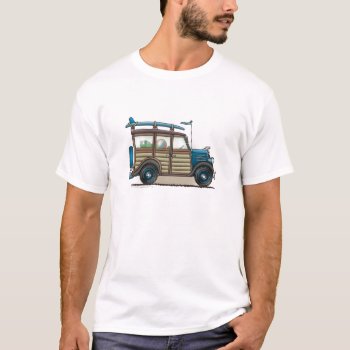 Blue Woody Wagon Apparel T-shirt by art1st at Zazzle