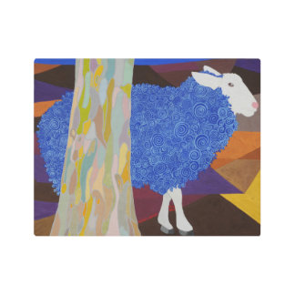 Blue Wool Sheep Metal Print