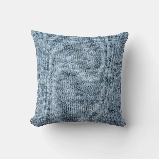 Blue Wool Texture, Knitting Closeup. Throw Pillow (Front)